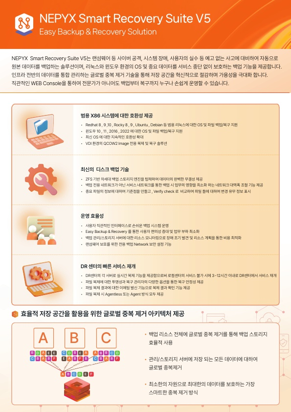 NEPYX Smart Recovery Suite V5 카탈로그 1페이지